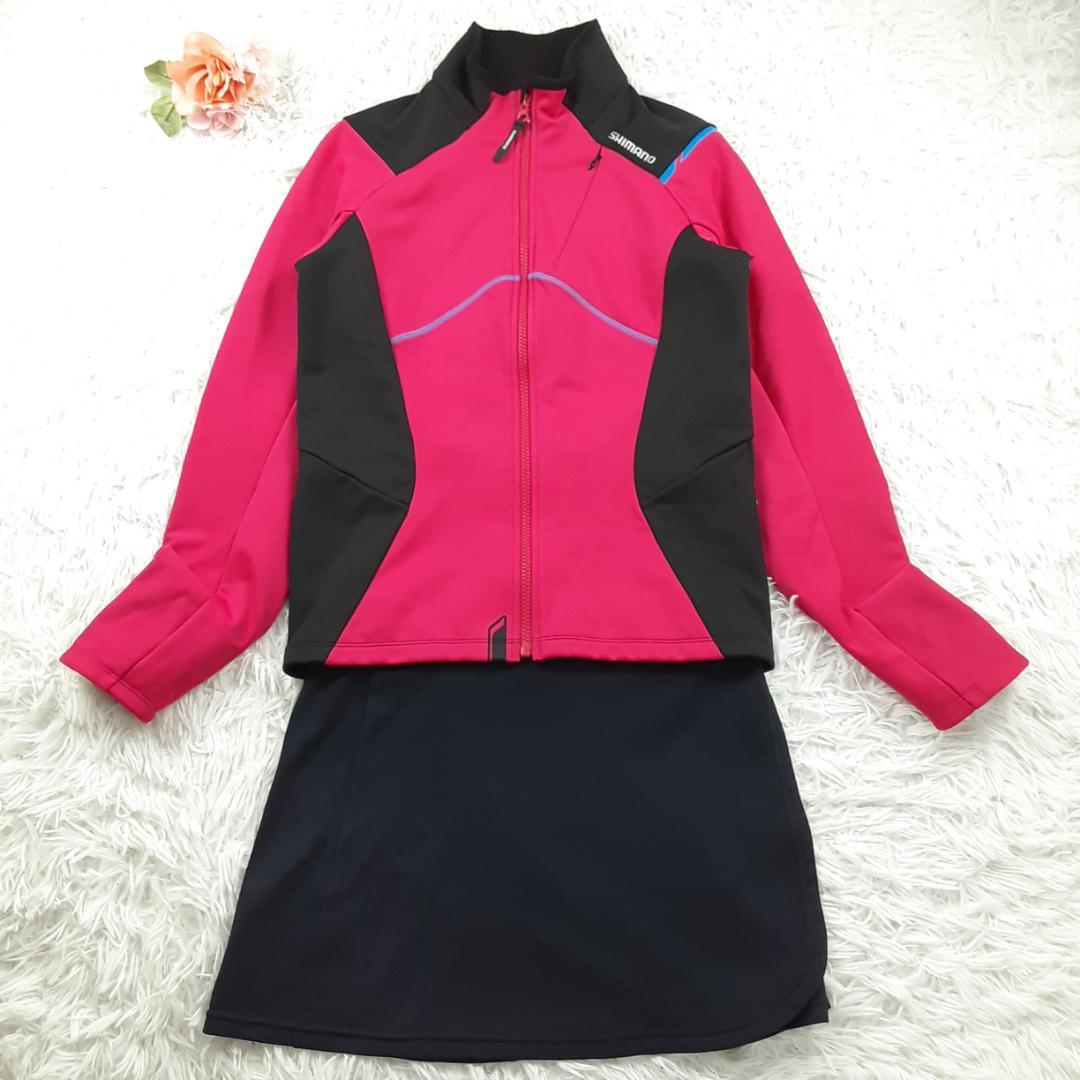 美品◎シマノ パールイズミ サイクリングウェアセットアップ ピンク ネイビー