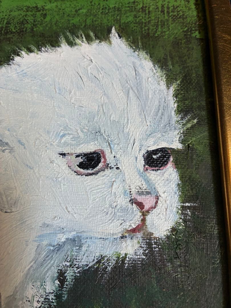 油絵　青森県　今川和男　「子猫」　額入り　猫の絵　額装油彩画