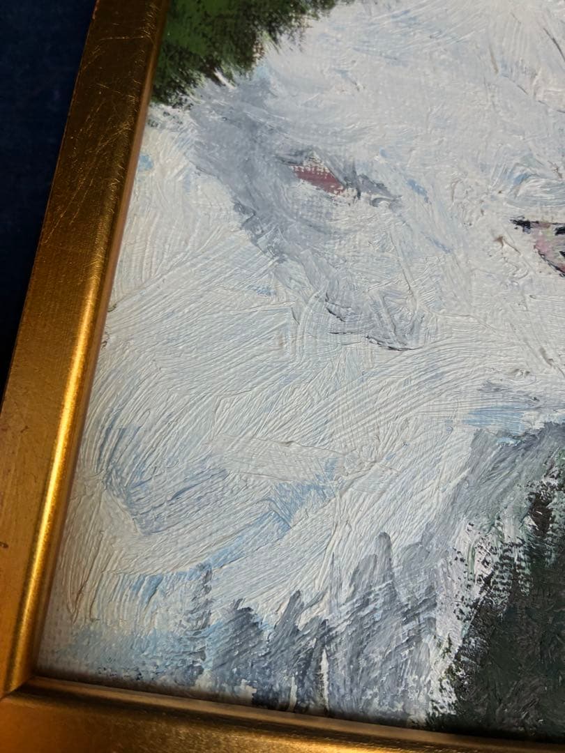 油絵　青森県　今川和男　「子猫」　額入り　猫の絵　額装油彩画