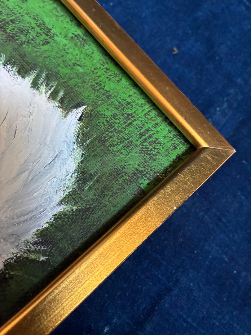 油絵　青森県　今川和男　「子猫」　額入り　猫の絵　額装油彩画