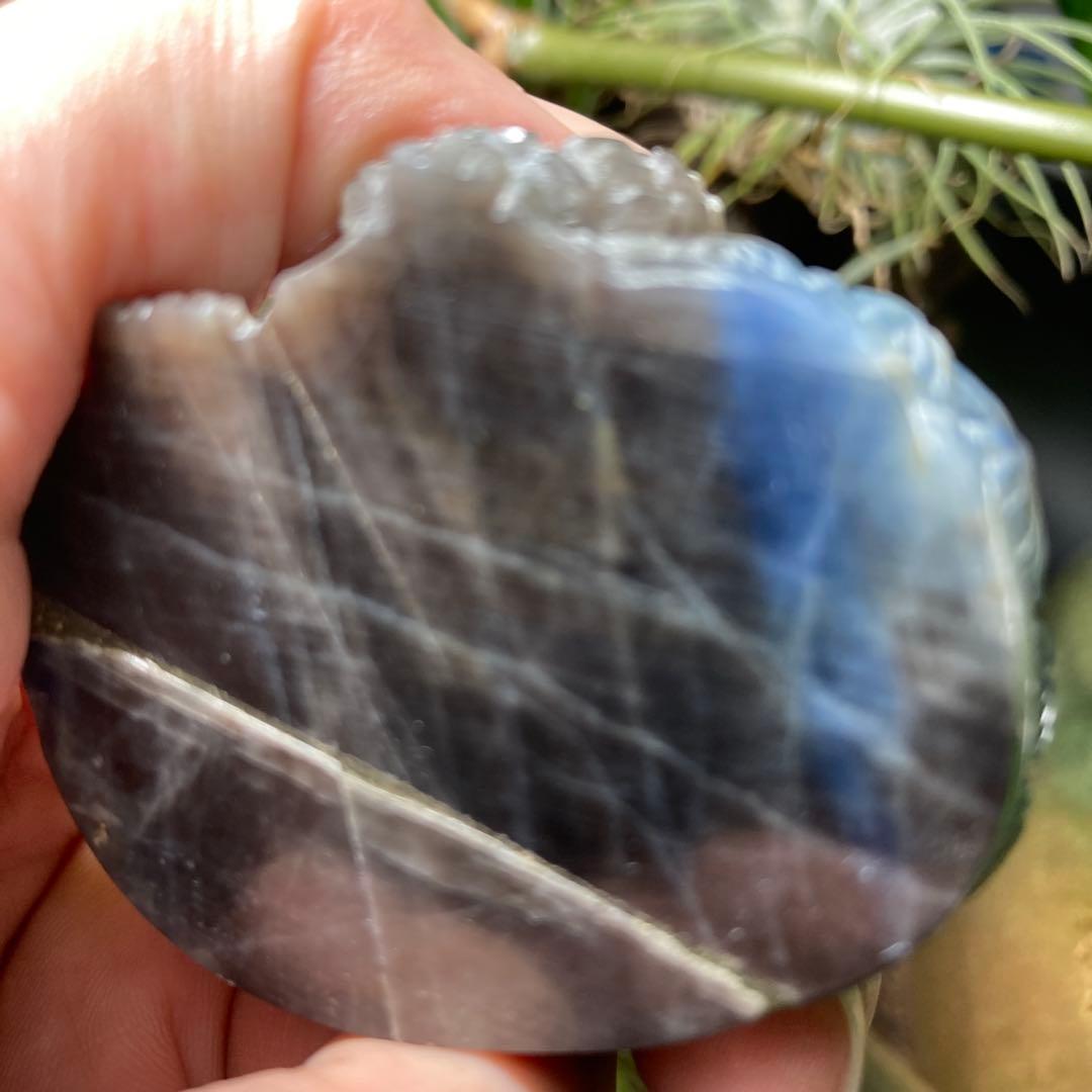 ブルーサファイア製 ガネーシャ像／希少石・手彫り・ネパール仏像・239g