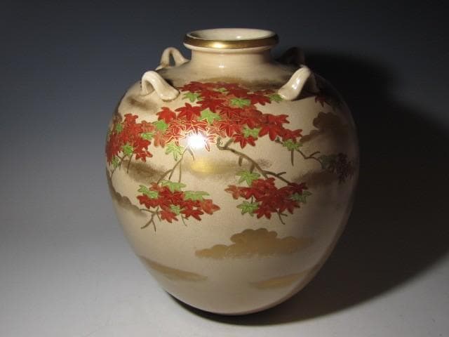 野々村仁清 四季花に雉 大壷（花器）全高33㎝ 飾り映えのする名品 k558