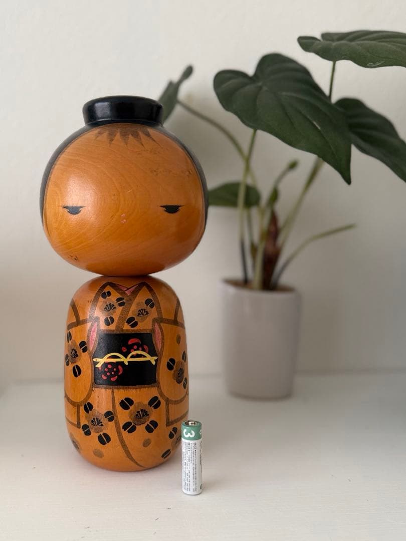 総理大臣賞受賞作家1318g加納千代松 作　童詩　創作こけし27.5cm署名入り