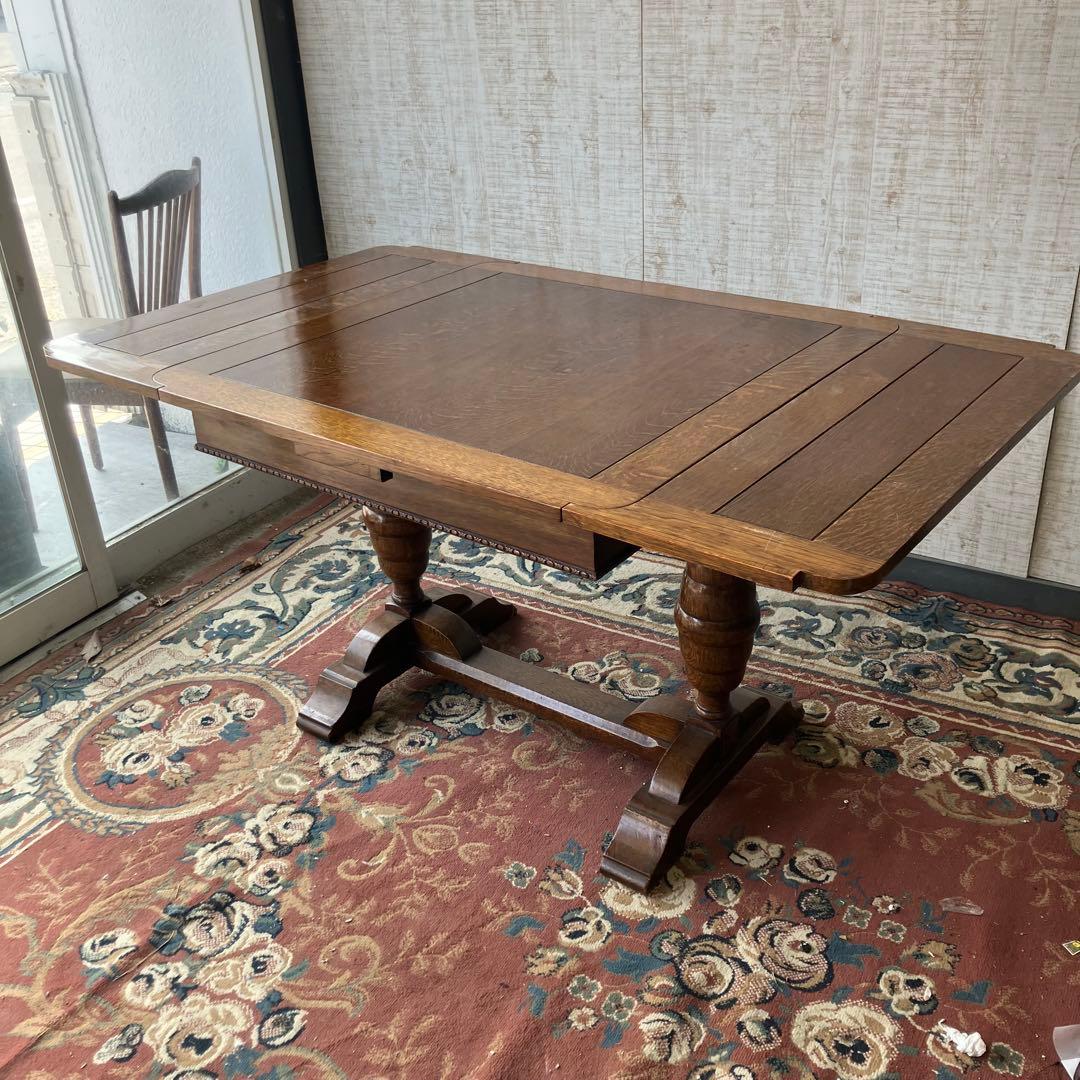 オランダアンティーク 無垢材 エクステンションテーブル 伸縮式ダイニングテーブル