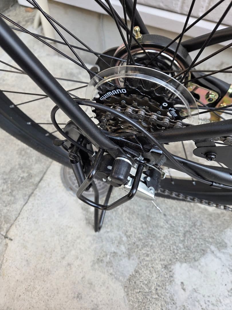 24インチ キッズ シティサイクル 野球チーム カゴ、オートライト、6段変速