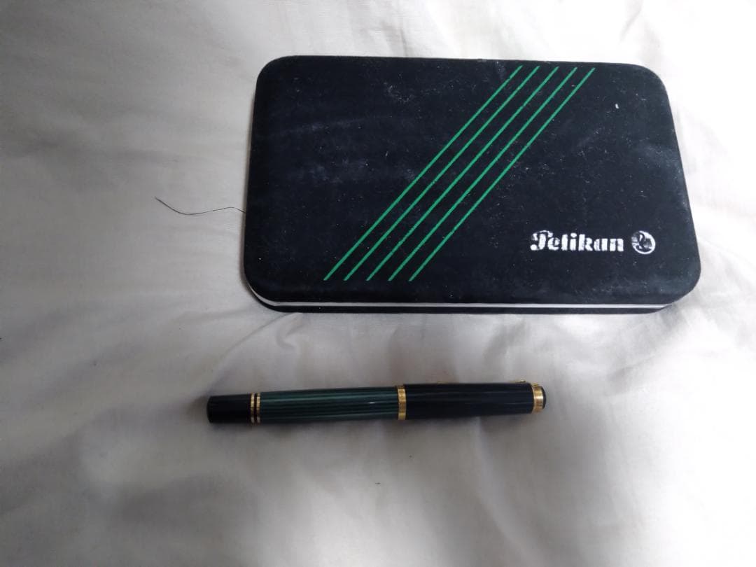 ペリカン　スーべレーン　 M400 万年筆　M 中字 透明軸 緑縞　グリーン