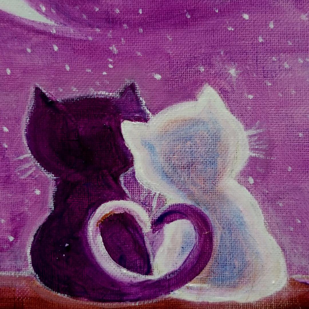 油絵　専用　屋根の上の二ひきの世界