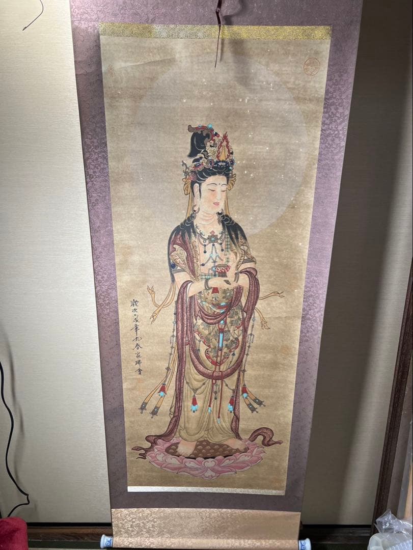 掛け軸觀音様仏画　 未使用美品状態良好