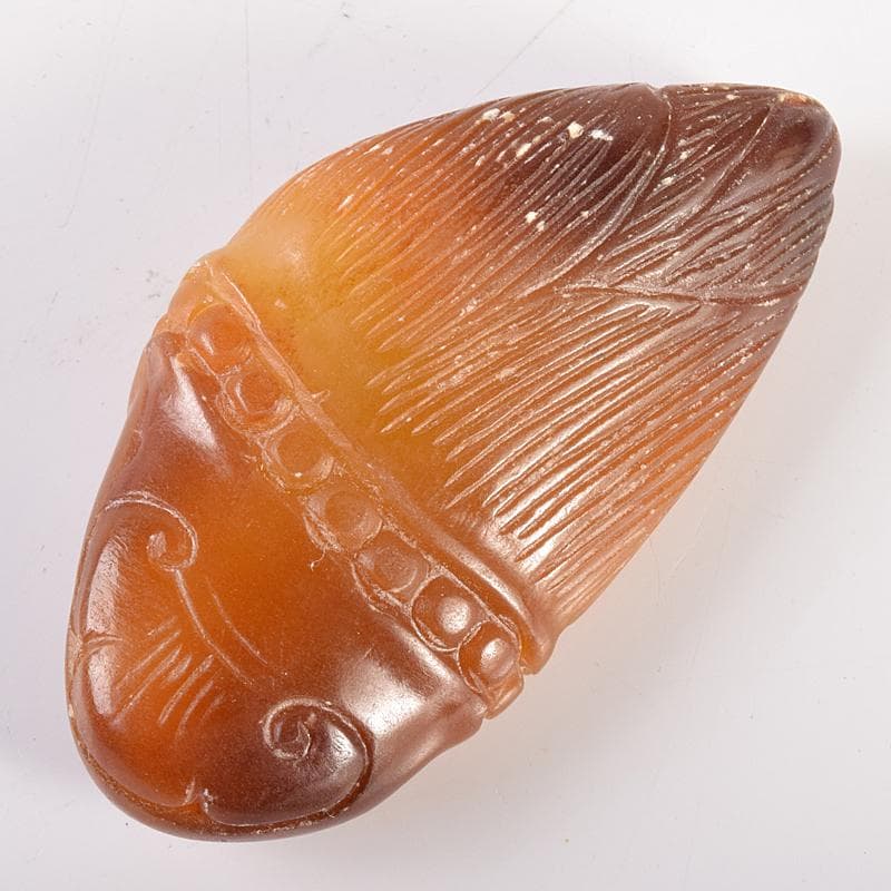 中国　玉石彫刻　筍　根付　C　7932E
