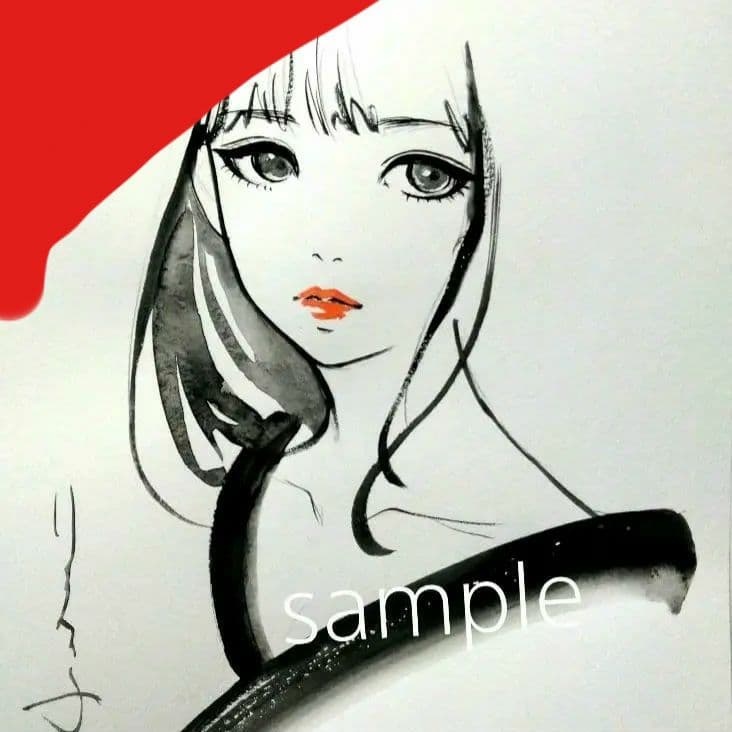 絵画　ドローイング　水彩画　肉筆原画　和装　美人画