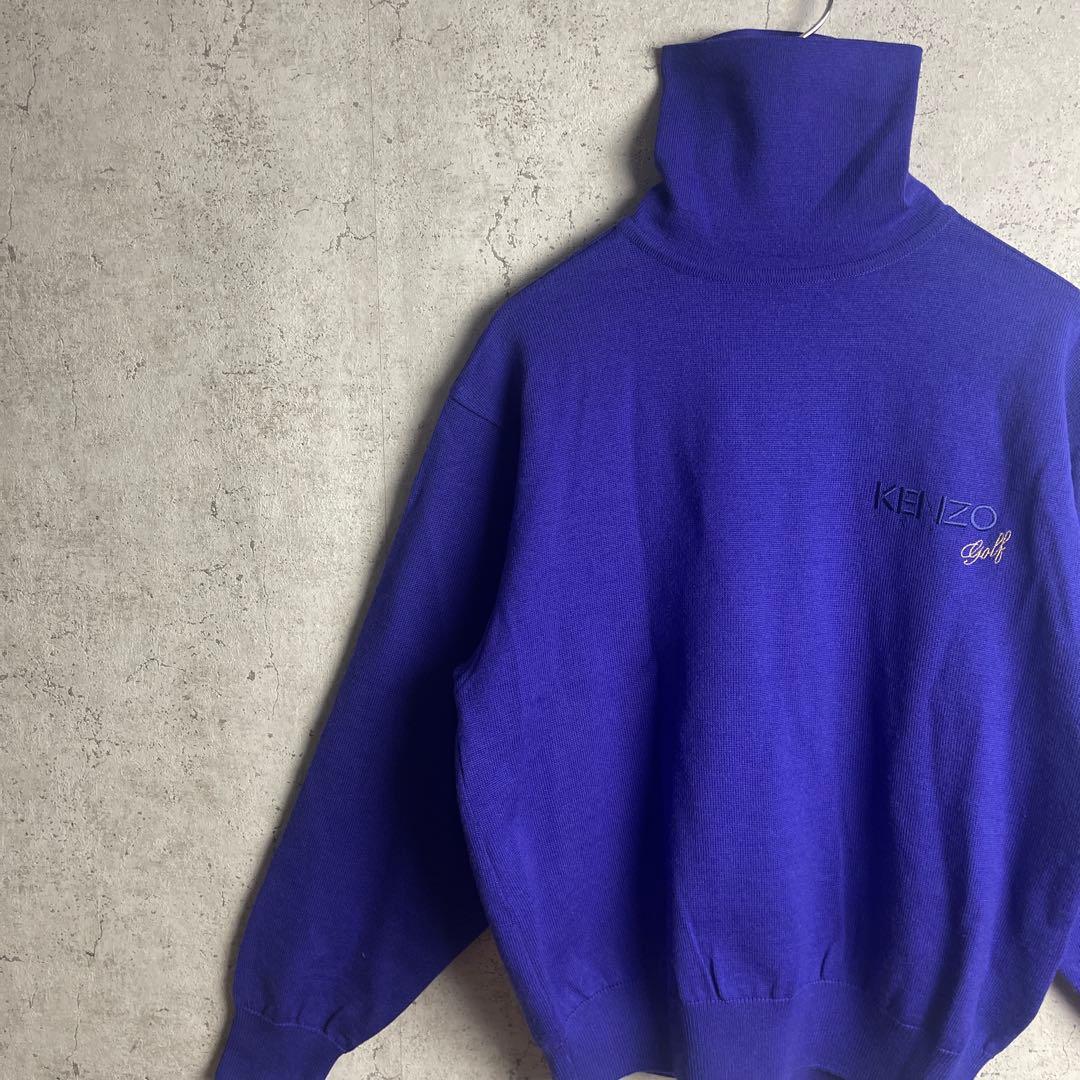ケンゾー KENZO GOLF タートルネック セーター ニット ウール 刺繍