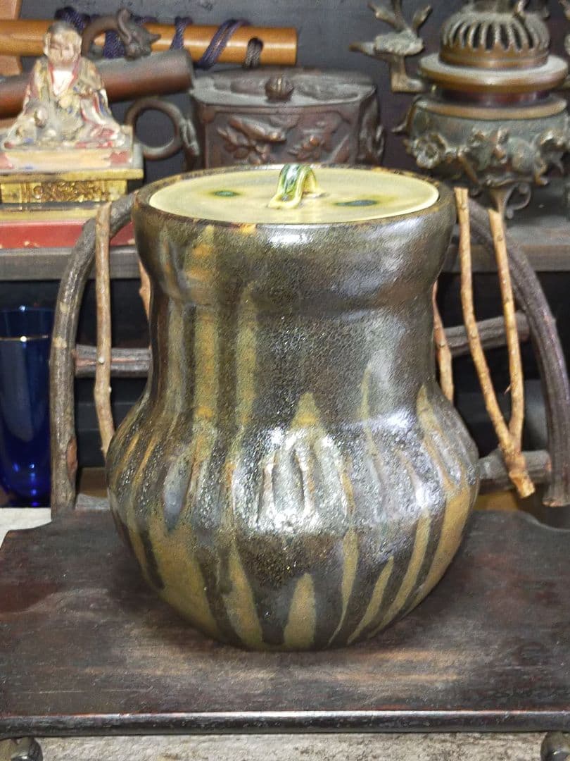 ♥水指　林 景正　古瀬戸　水指　共箱　極上品　黄瀬戸