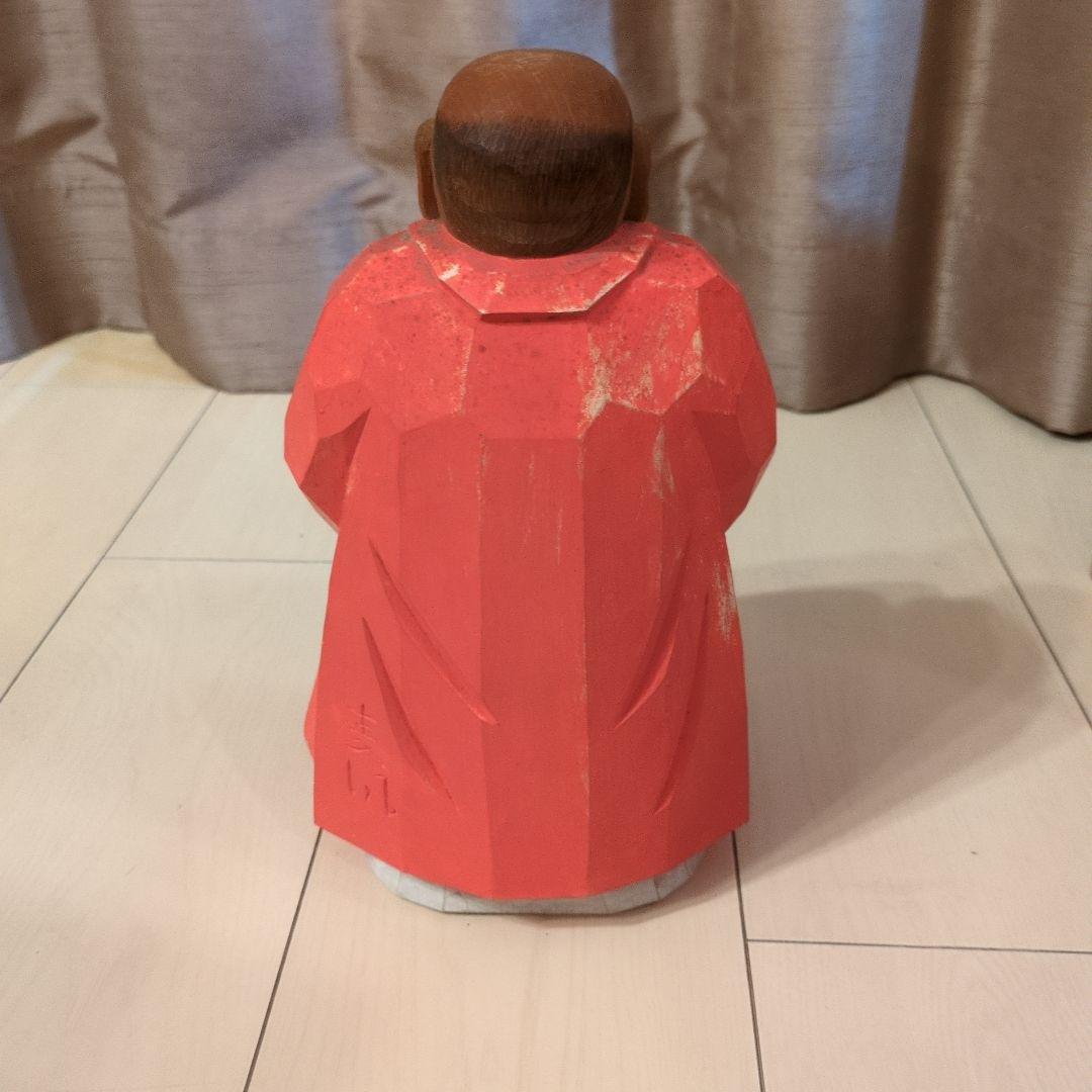 鎌田麦風作　奈良一刀彫　達磨　約26cm