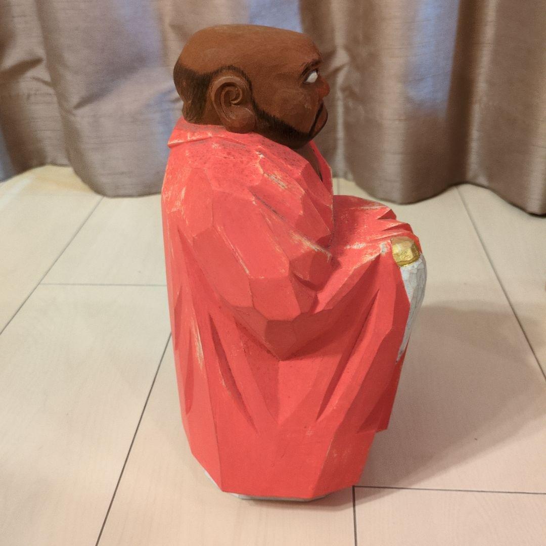 鎌田麦風作　奈良一刀彫　達磨　約26cm