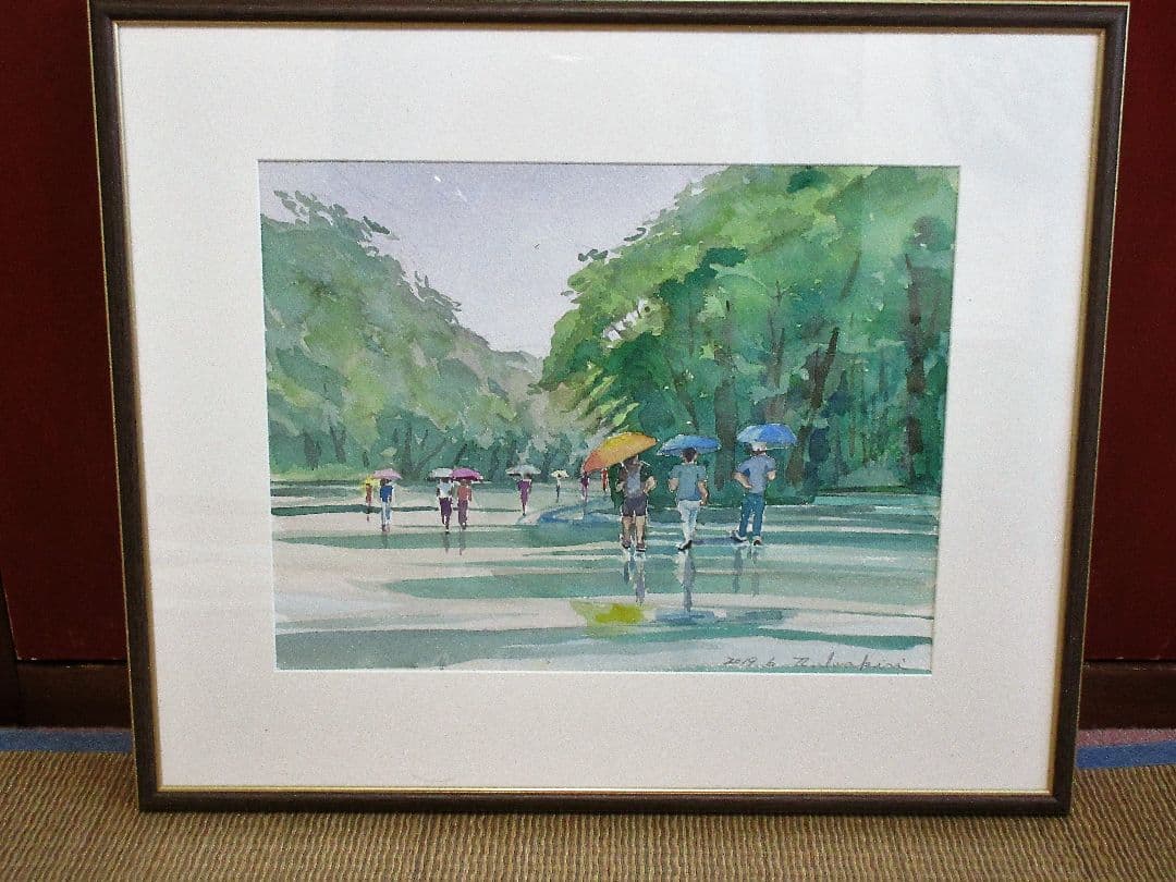 水彩画「雨の上野公園」
