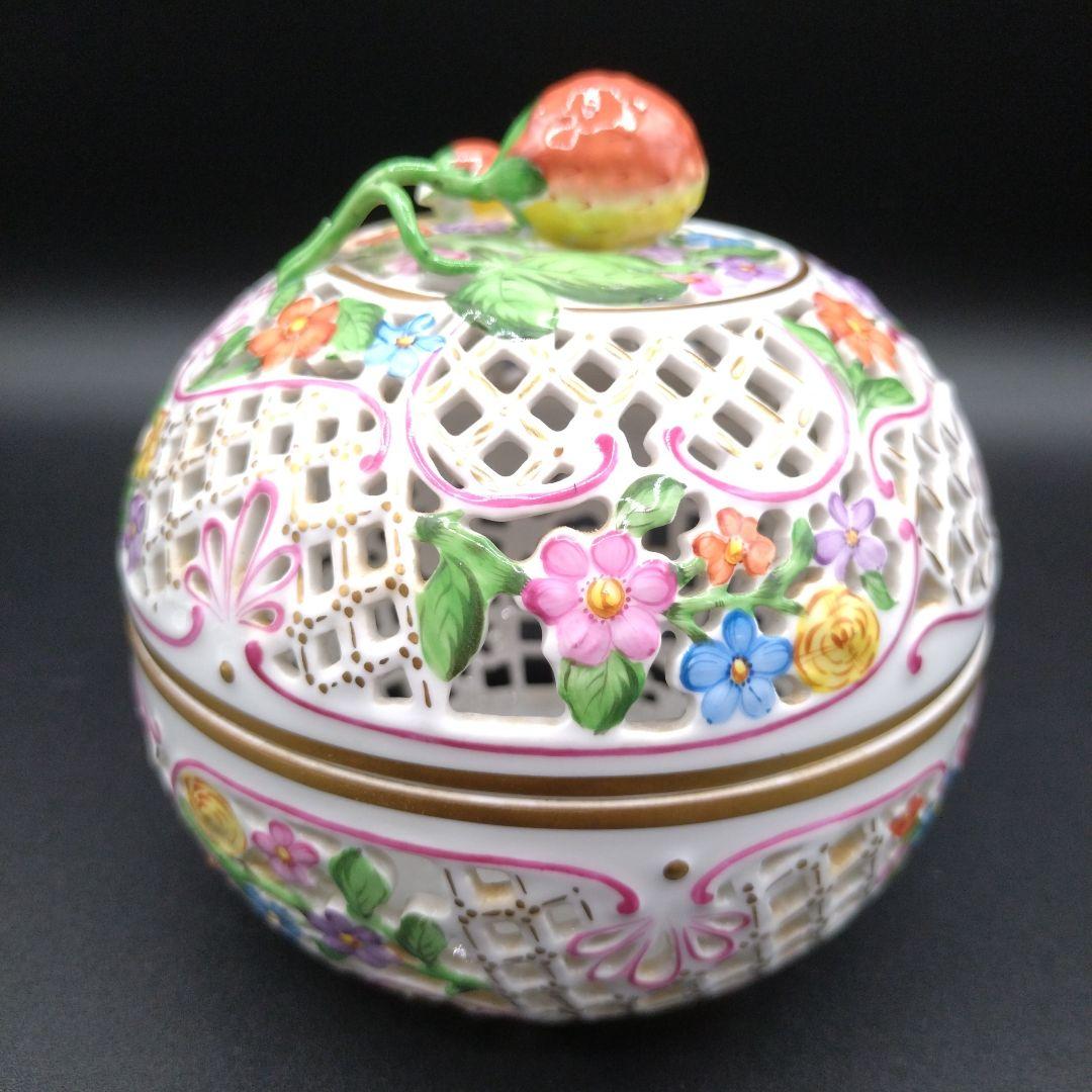 ヘレンド ボンボニール 金彩 透かし オープンワーク