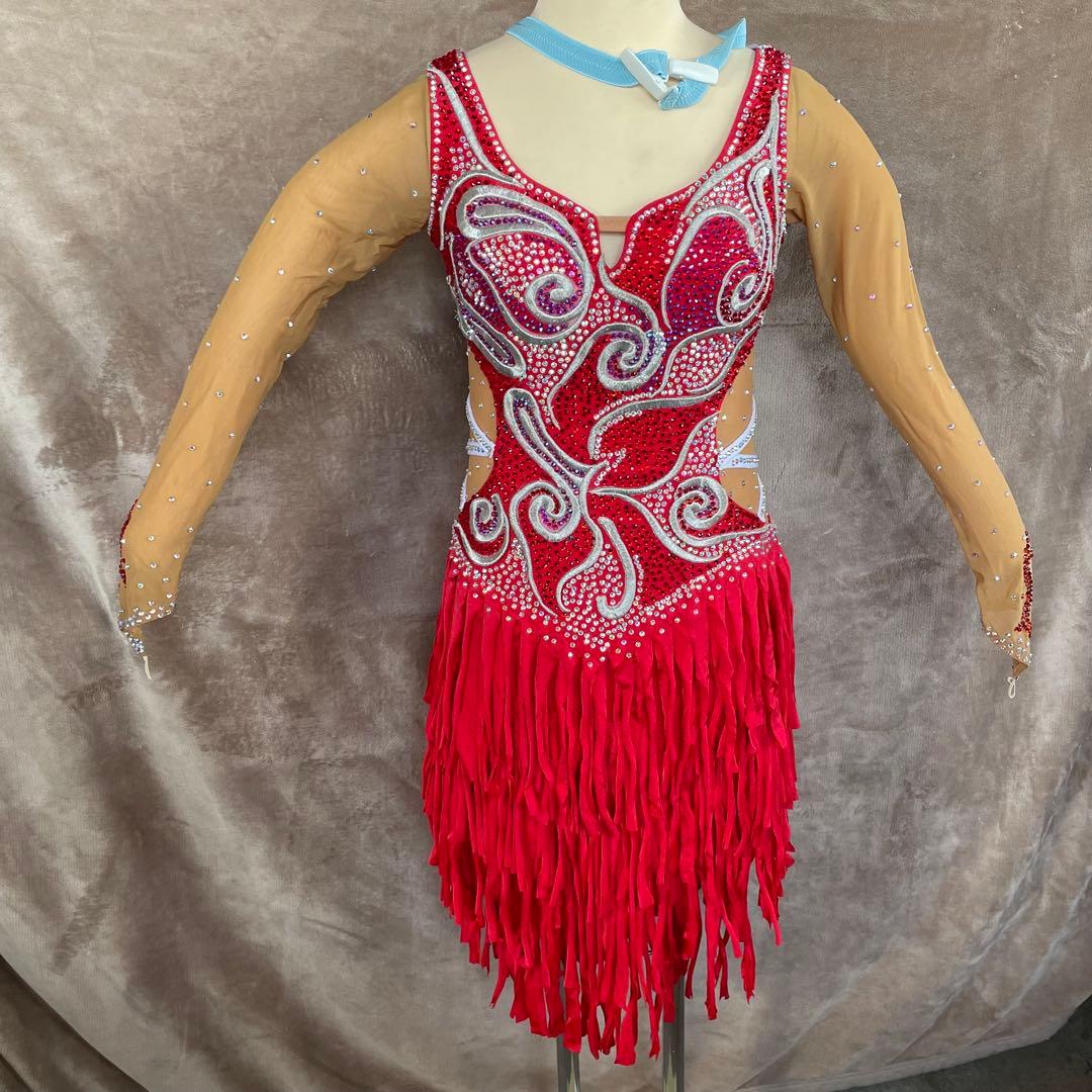 社交ダンス　ラテンダンス　ドレス衣装　赤　S1118