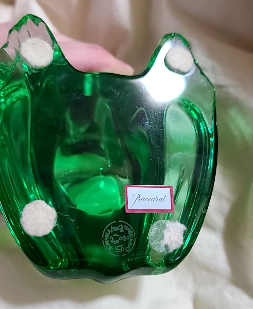 Baccarat バカラ　緑色ガラス カエル カタツムリ