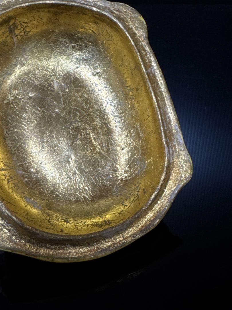 平安 真清水 蔵六 造 交跡 内金箔張 大亀 香合 桐共箱付