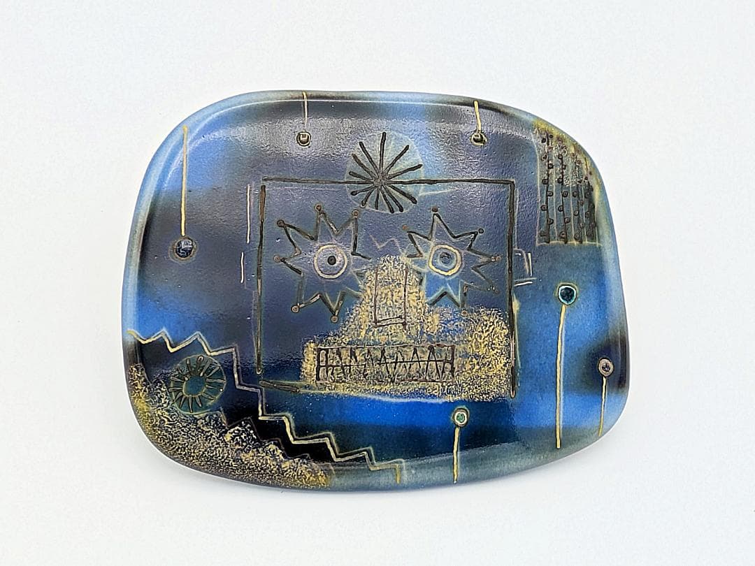 人気作家作品 美品★伊藤北斗 釉刻色絵陶板 夢の景色★2005年頃の個展で購入