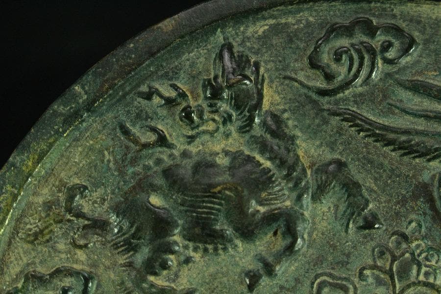 中国美術 古鏡 鳳獣紋 銅鏡(K-YC581)