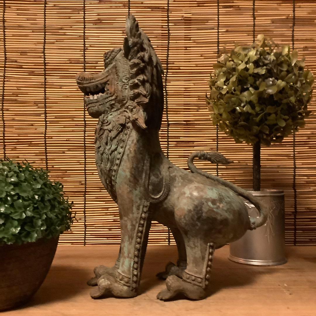中国唐代「聖獣・唐獅子」神獣・霊獣・魔除け・守護・初唐様式・青銅・出土発掘