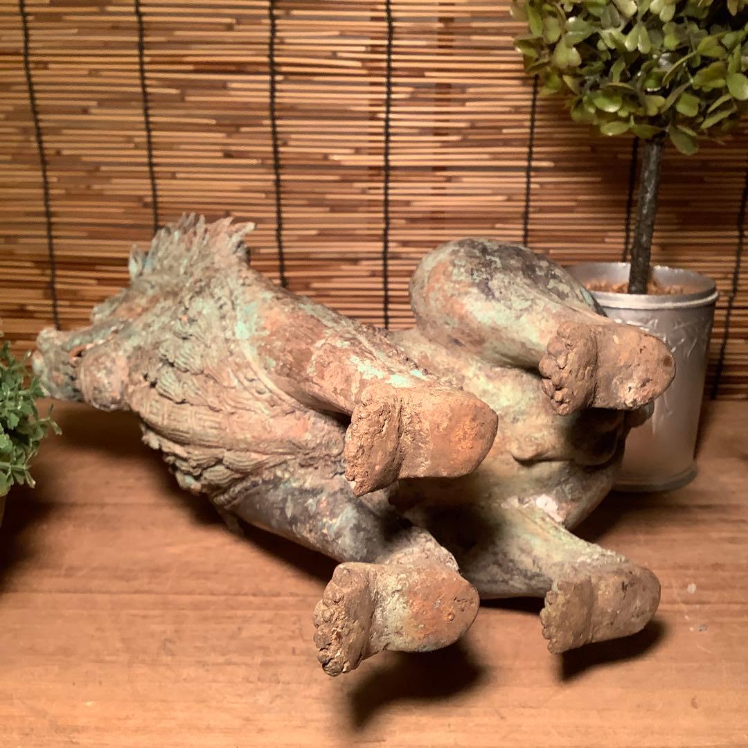 中国唐代「聖獣・唐獅子」神獣・霊獣・魔除け・守護・初唐様式・青銅・出土発掘
