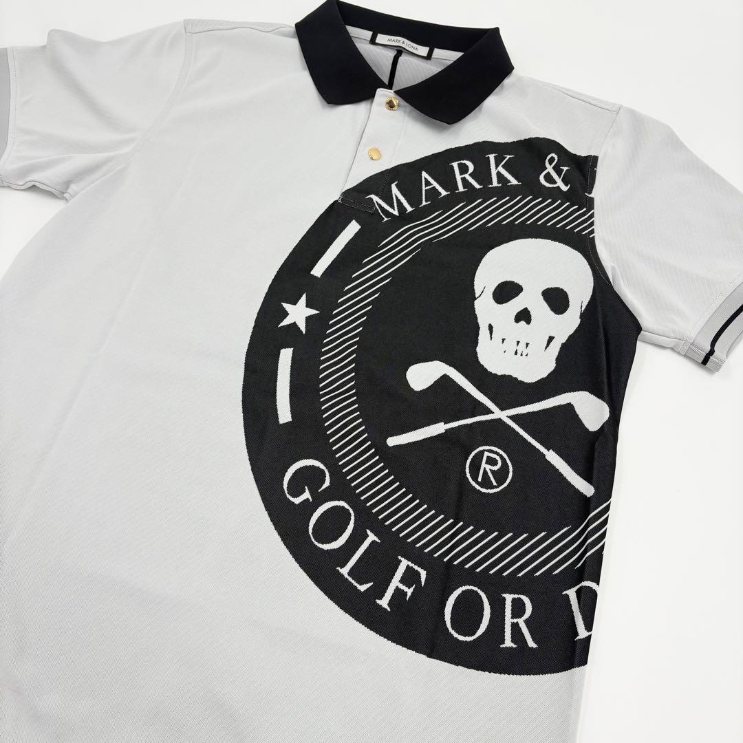 美品　マークアンドロナ 半袖 ポロシャツ スカル グレー　48(L相当) 703
