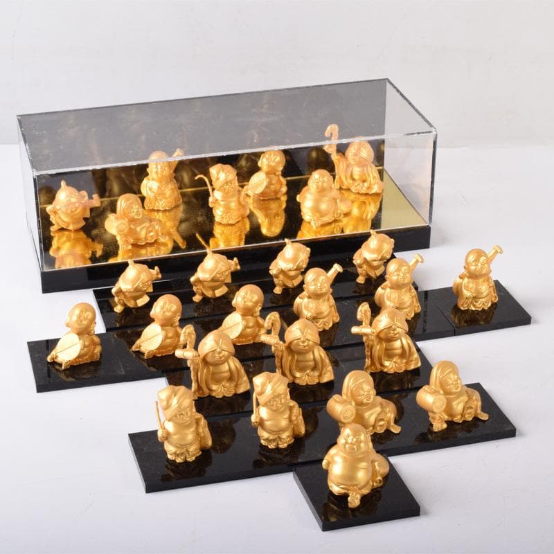 銅塗金　七福神　縁起物　置物　25体まとめて　ケース付　M　7306