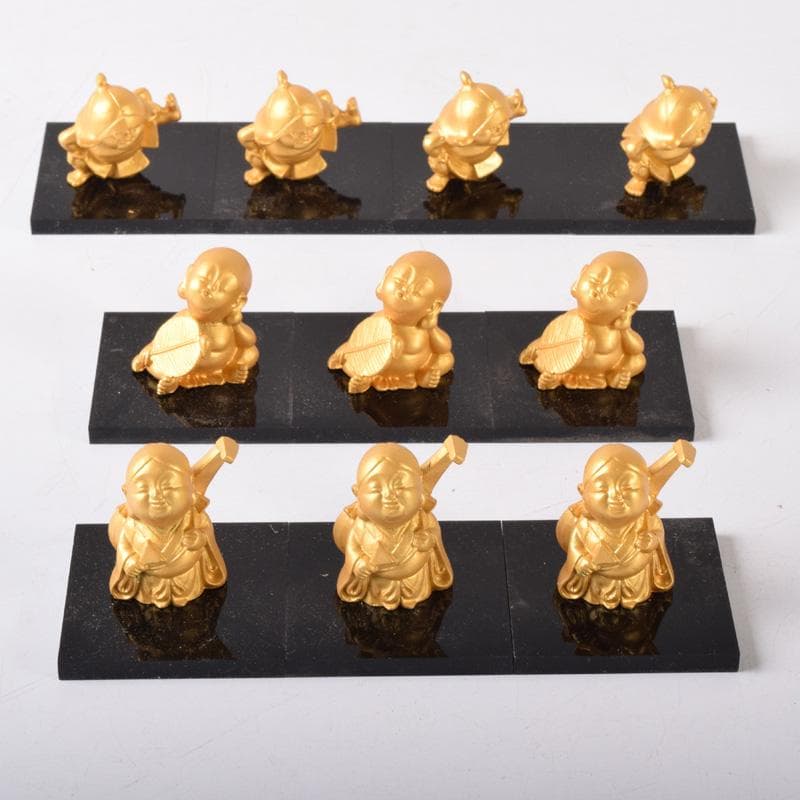 銅塗金　七福神　縁起物　置物　25体まとめて　ケース付　M　7306