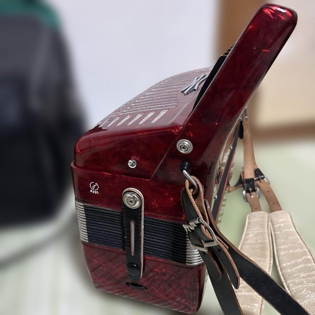 ヤマハ　YAMAHA アコーディオン　ピアノ　鍵盤　楽器　演奏　赤　ソフトケース