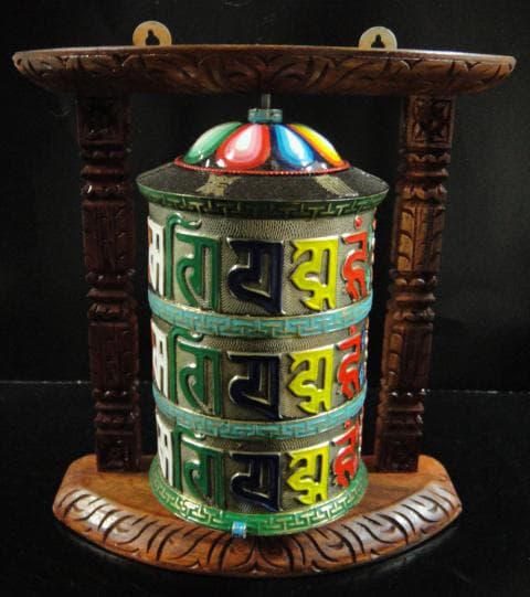 ◆チベット密教法具◆マニ車◆壁掛け-M1