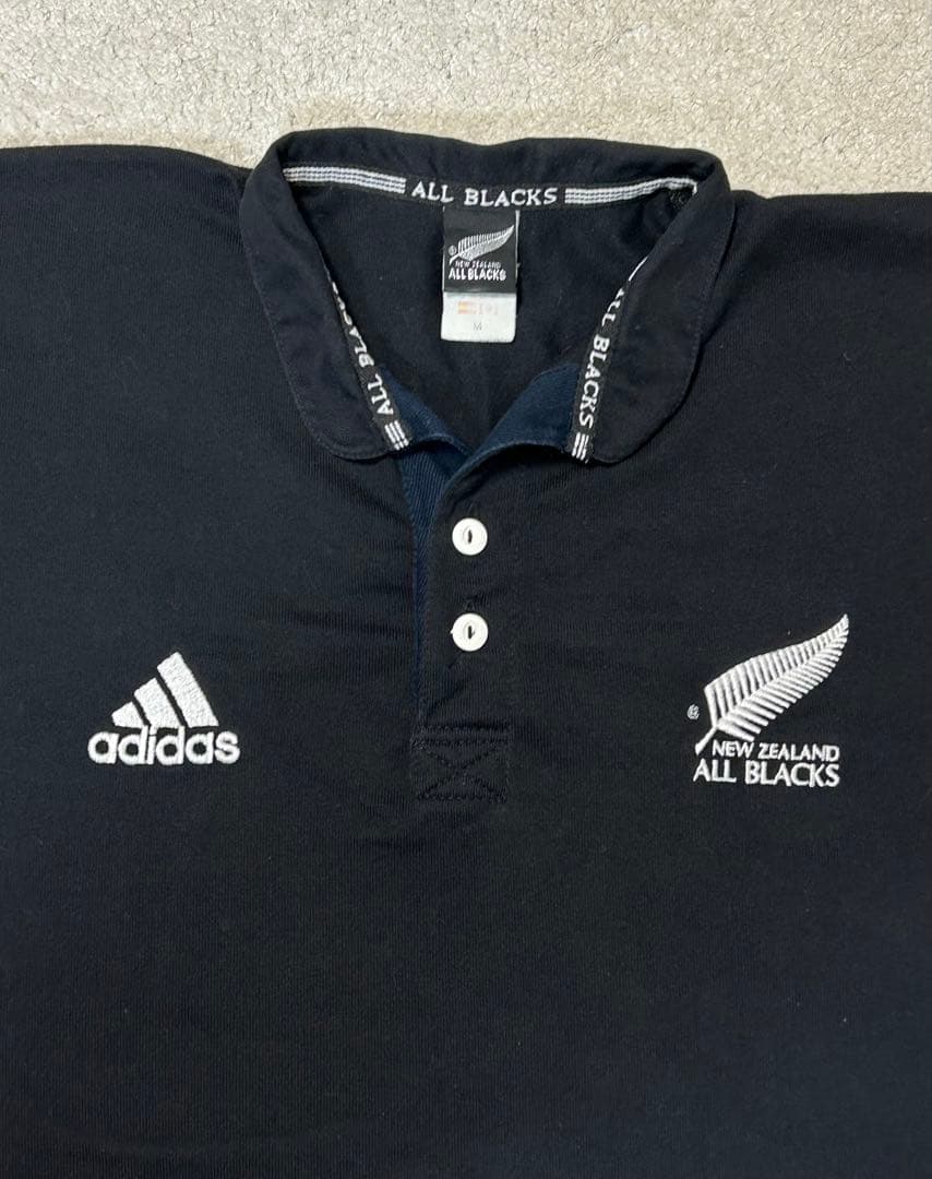 【美品】 adidas オールブラックス 正規ライセンス ラガーシャツ（M）