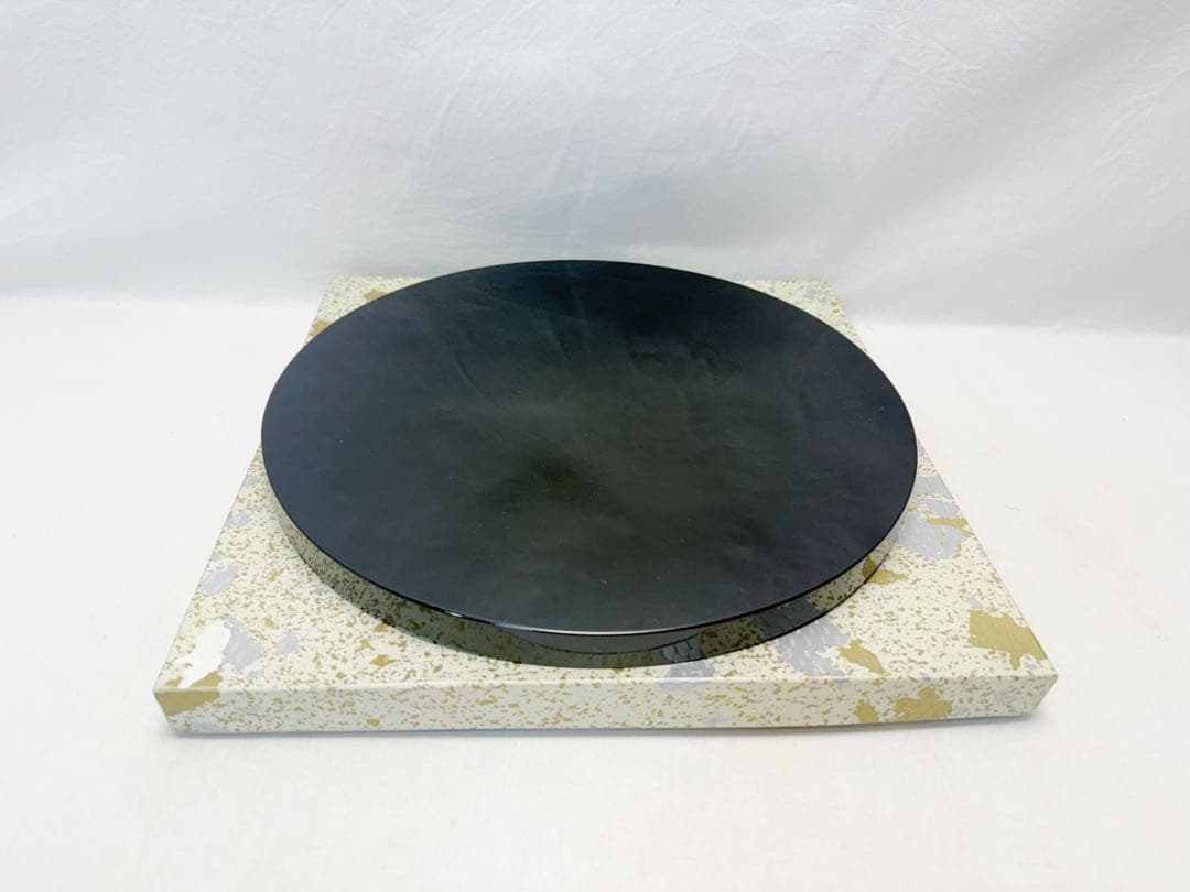 未使用 華道具 黒真塗 丸敷板 花台 香炉台等 元箱