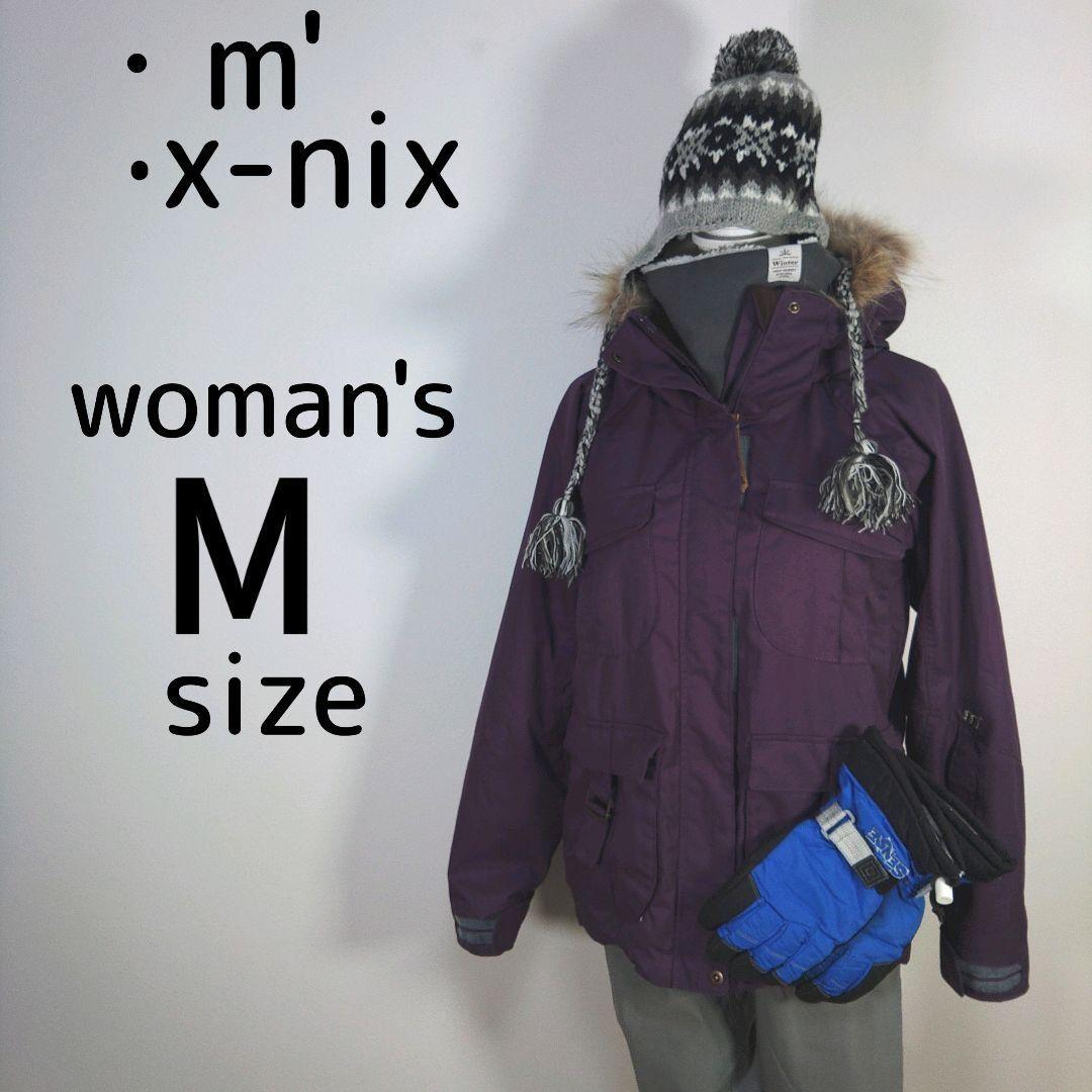 レディース　M　スキー　スノーボードウェア　上下セット　パープル　グレー