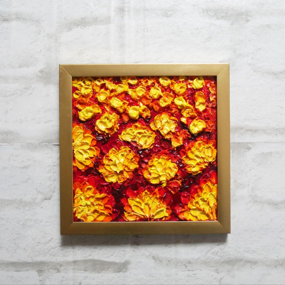 油絵 油彩 油彩画 絵画 絵 ミニ絵画 【マリーゴールド】