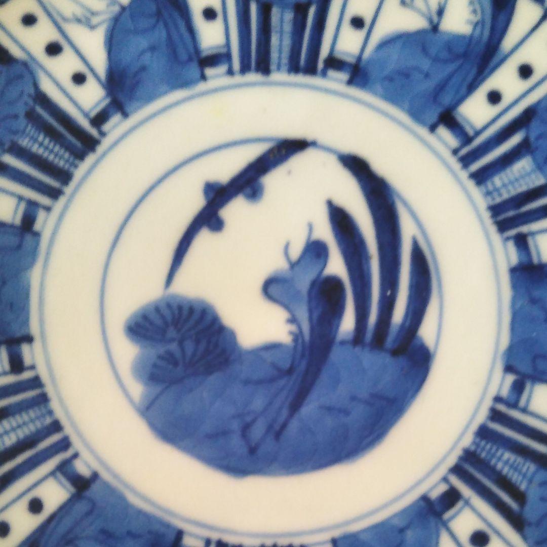 染付☆芙蓉手皿☆12角形☆骨董品