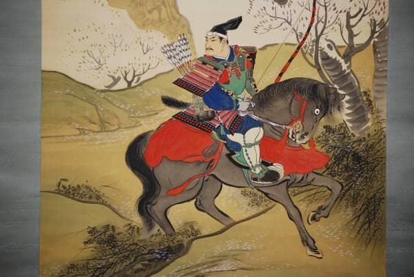 真作/小林立堂/武者絵/八幡太郎義家公図/ 布袋屋掛軸HD-166