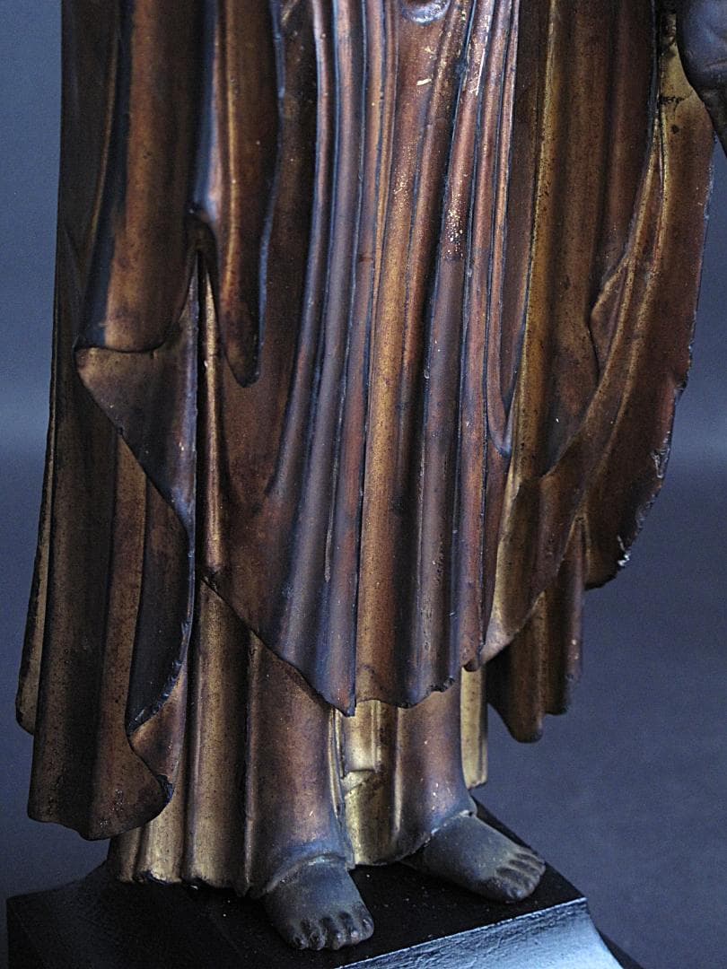 時代 古仏像!!『木造 阿弥陀如来立像』総高48㎝ 像高40.5㎝