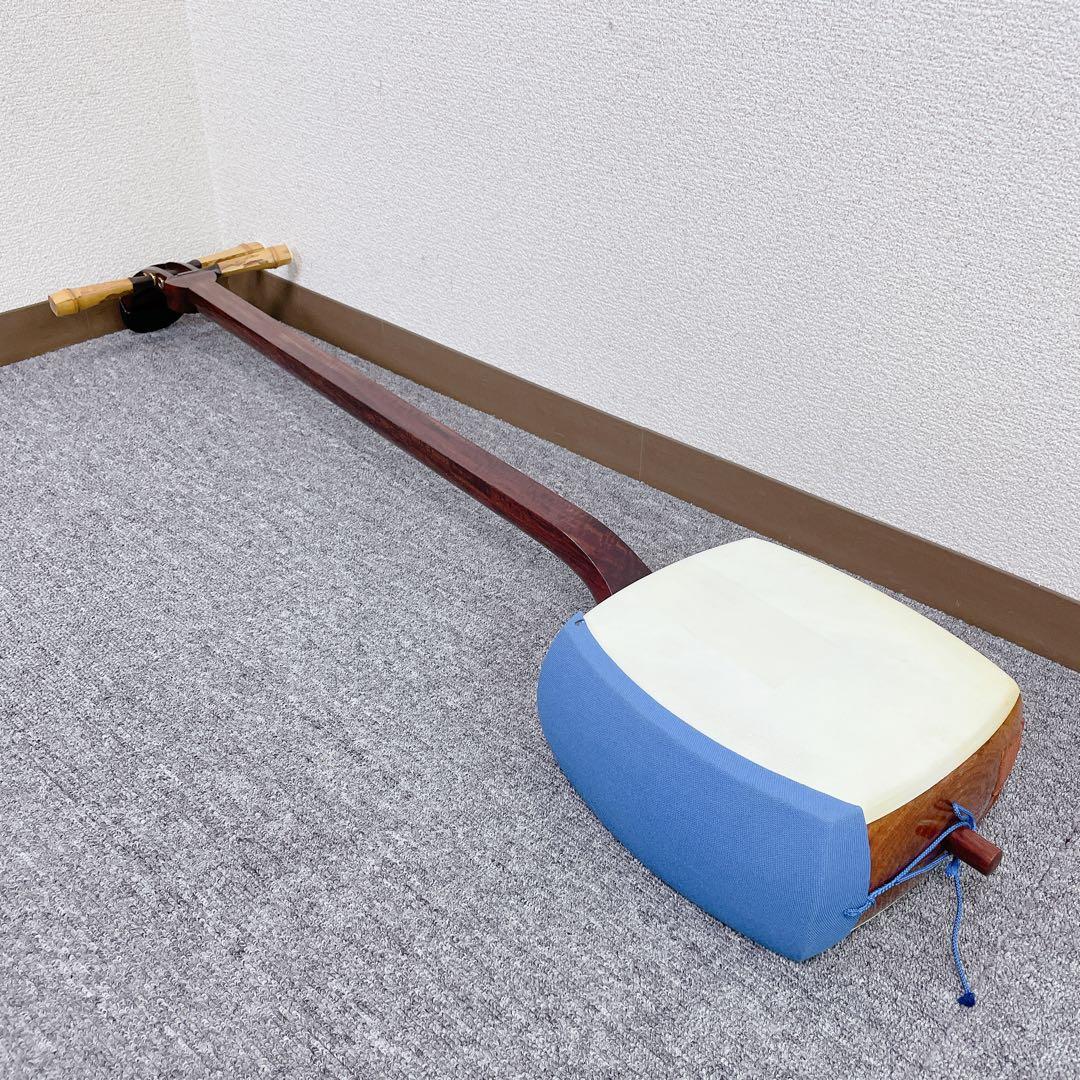 三味線 一本溝 紅木 子持ち綾杉 中棹 金細 和楽器 刻印あり