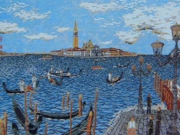 山下 清、ベニスのゴンドラ風景、希少な画集より、新品高級額装付、状態良好