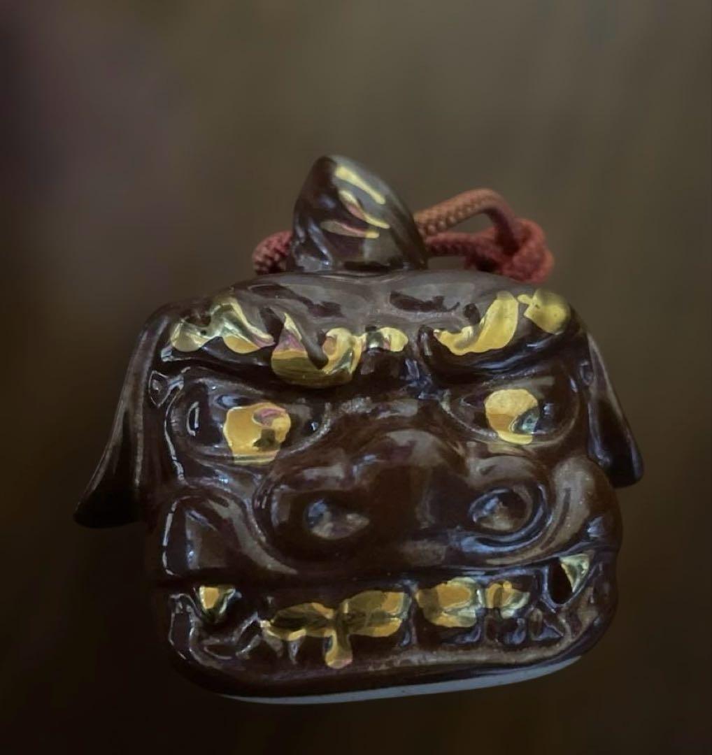 貴重 九谷焼 金彩 土鈴 獅子 魔除け 厄除け 置物 骨董品