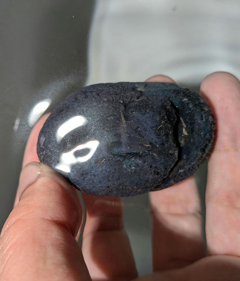 原石　十勝石玲瓏　ブルーベースレインボーオブシディアン　超特級品