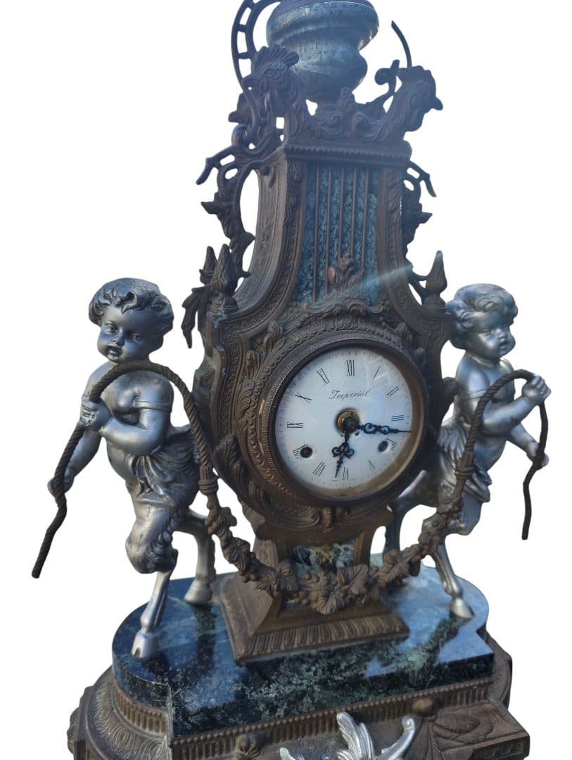 イタリア インペリアル Imperial製 大理石 置時計 高級 天使