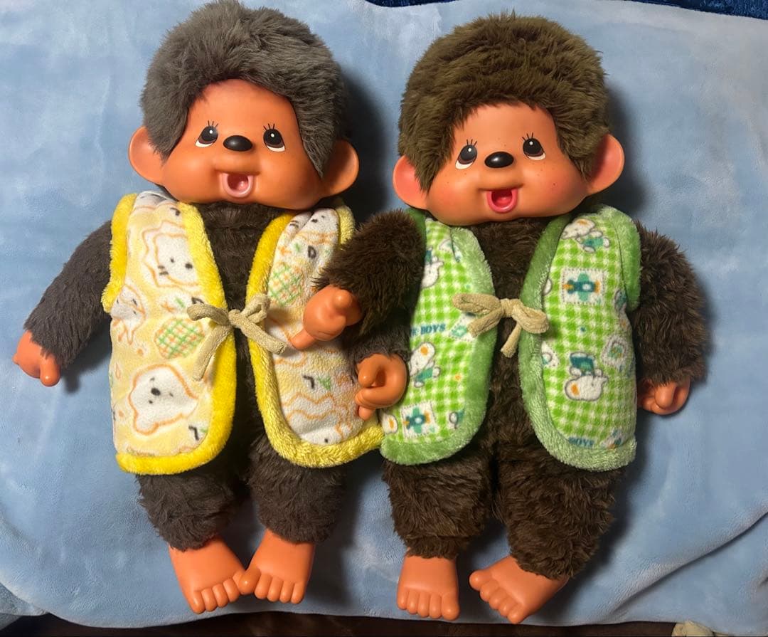 『希少』特大昭和レトロ双子モンチッチ、ハンテン付き