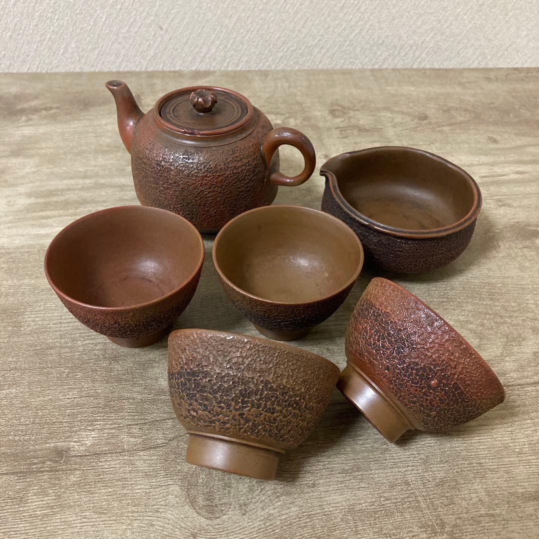 古備前　香山　小茶器揃え　時代　急須　湯冷し　湯呑み5 明治〈検 常滑　朱泥