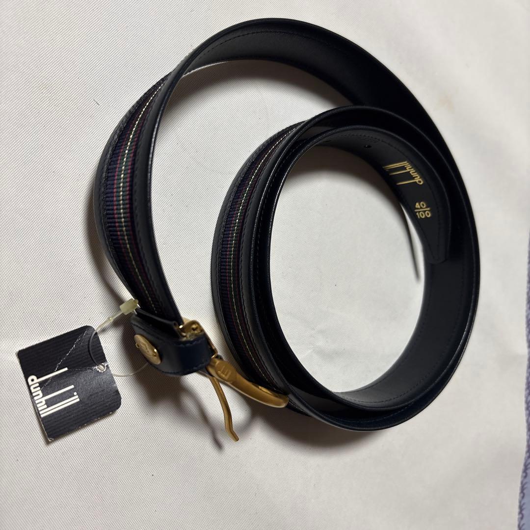 ストライプデザイン ベルト 黒に近い紺