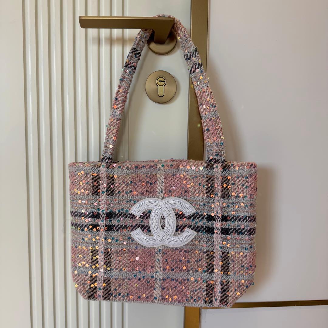 CHANEL シャネル VIP ノベルティ ツイード スパンコール トートバッグ