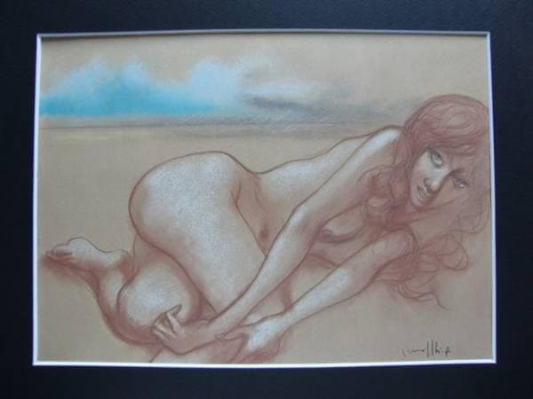 古沢岩美、夕立、希少大判画集画、新品額装付、状態良好