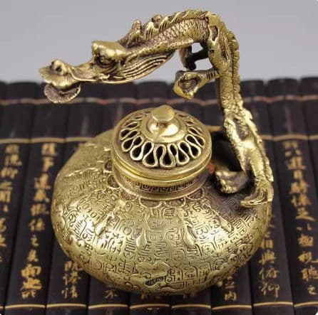 手提竜香炉 銅器 香炉 茶道具 香道具 工芸品 美術品 置物